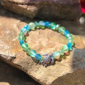 Mermaid Glass Stretch turtle Bracelet